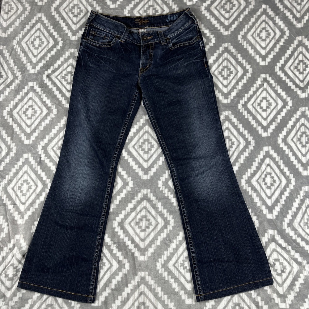 Silver Suki‎ Bootcut Women's Jeans 30x29" Embroidered Pockets Distressed Western